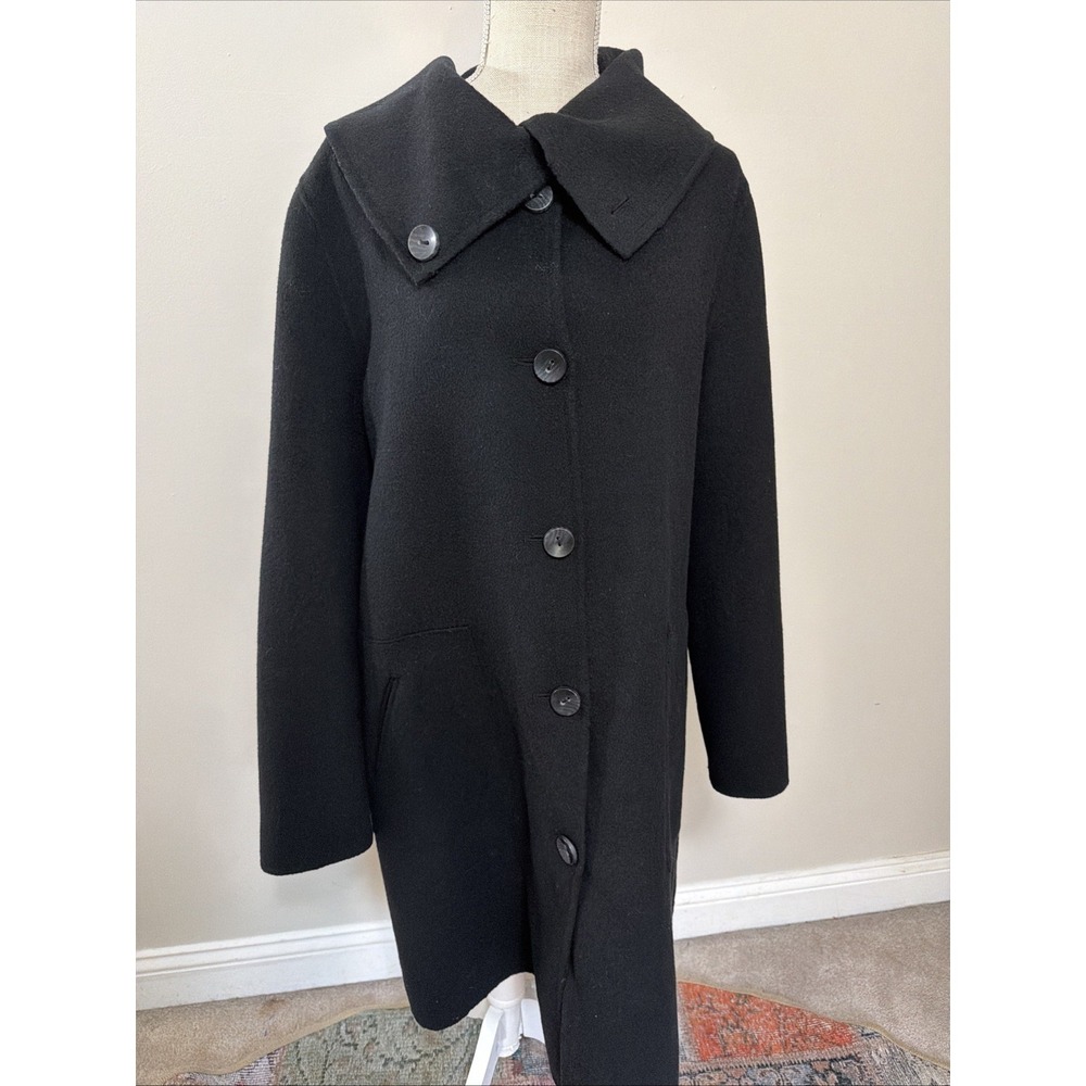 J Jill‎ Wool/Angora Hair Overcoat Classic Black Knee Length EUC XL